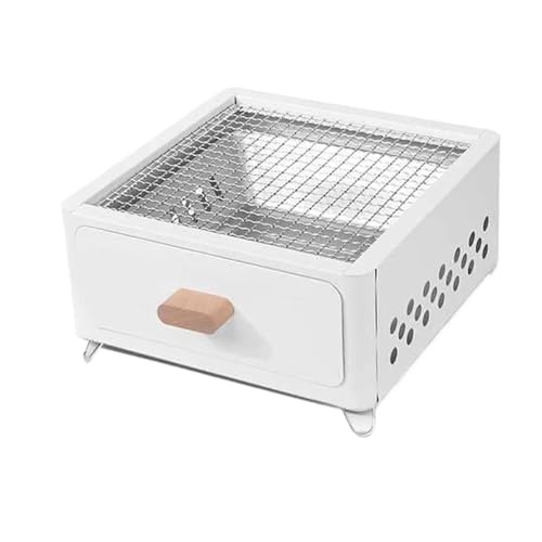 Holzkohlegrill im Freien, Antihaft-Grillrost, Heizung, Brazier, tragbarer Haushaltsgrillofen for Camping-BBQ(White) von MZSKLW