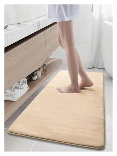 MZSKLW Badematte mit Kopfsteinpflasterstein-Prägung, Korallen-Fleece, rutschfester Teppich für die Badewanne, Bodenvorleger, Duschraum, Fußmatte, Gelb, 40 x 120 cm von MZSKLW