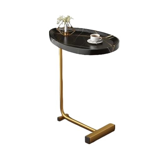 MZSKLW C-förmiger Beistelltisch, C-förmiger Beistelltisch for Kaffee, Tee, Sofa, Kleiner Couchtisch, Kleiner TV-Tablett, Metallrahmen, schmale, schlanke Couch-Tabletttische, rustikal(Black) von MZSKLW