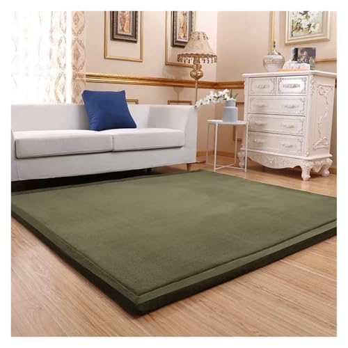 MZSKLW Dicke 3 cm Teppich, Korallen-Fleece, Samt, Matratze, Wohnzimmer, Teppich, Kamelbettmatte, Schlafzimmerteppich, Krabbelmatte (Grün, 80 x 200 cm) von MZSKLW