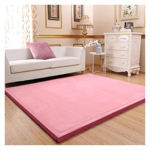 MZSKLW Dicke 3 cm Teppich, Korallen-Fleece, Samt, Matratze, Wohnzimmer, Teppich, Kamelbettmatte, Schlafzimmerteppich, Krabbelmatte (Rosa, 180 x 200 cm) von MZSKLW