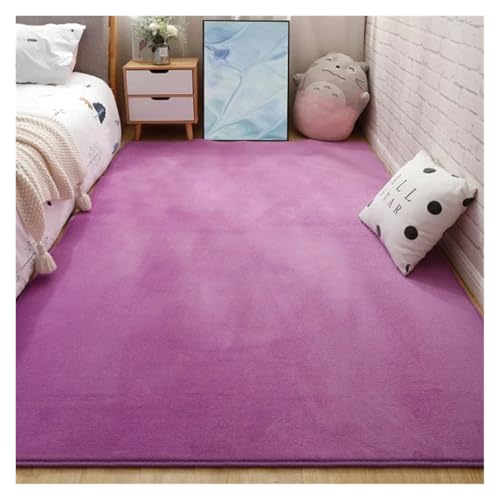 MZSKLW Gepolsterter Teppich, Korallen-Fleece, Schlafzimmer, Nachttisch, Zuhause, Wohnzimmer, Couchtisch, Decke, Erkerfenster, Tatami-Matte, Fußmatte (lila, 80 x 160 cm) von MZSKLW