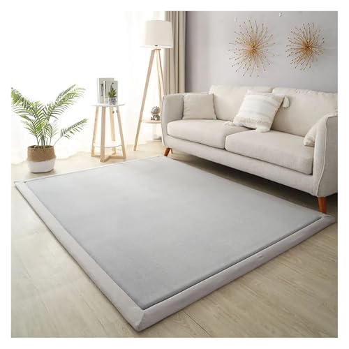 MZSKLW Korallen-Fleece-Teppich für Wohnzimmer, luxuriös, dick, warm, Schlafzimmer, Kinderzimmer, rutschfest, Tatami-Bodenmatte, Matratze (Grau, 50 x 200 cm) von MZSKLW