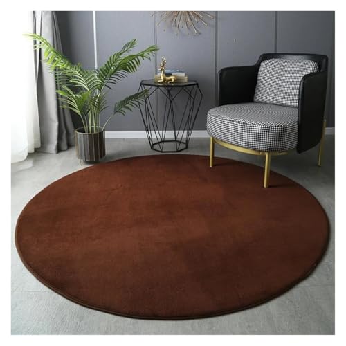 MZSKLW Korallen-Samt-Teppich, rund, für Zuhause, Wohnzimmer, Couchtisch, Bodenteppich, kurze Plüsch-Fußmatte, Kinder-Krabbelteppiche (Kaffee, Durchmesser 60 cm, 60 cm) von MZSKLW