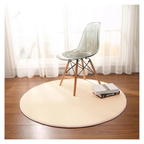 MZSKLW Runder Teppich aus Korallenvlies, für Wohnzimmer, Schlafzimmer, Couchtisch, Fußmatten, Balkon, Erkerfenster, Teppich, Kinderspiel-Krabbelmatte (Beige, Durchmesser 160 cm) von MZSKLW