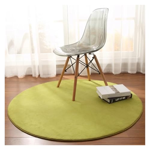 MZSKLW Runder Teppich aus Korallenvlies, für Wohnzimmer, Schlafzimmer, Couchtisch, Fußmatten, Balkon, Erkerfenster, Teppich, Kinderspiel-Krabbelmatte (Grün, Durchmesser 160 cm) von MZSKLW