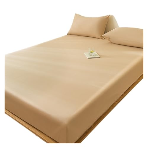 MZSKLW Wasserdichter Matratzenbezug, Spannbetttuch mit Gummiband, rutschfester Matratzenschoner für Einzelbett, Doppelbett, Queen-Size-Bett, Kingsize-Bett (Braun, 160 x 200 x 30 cm) von MZSKLW