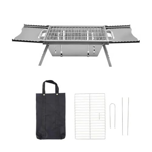Outdoor-Holzkohlegrill aus Edelstahl, sofort faltbar, tragbar, for Camping, BBQ, Picknick, Räuchergrill aus Edelstahl 304 von MZSKLW