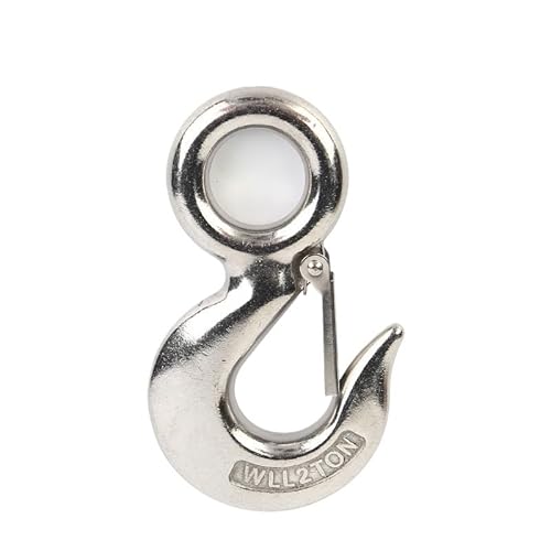 Working Load 0.5T/0.75T/1T/1.5T/2T S320 Stainless Steel Hoist Cargo Hook Lifting Chain Eye Rotatable Ring Claw With Lock(0.75T) von MZSKLW