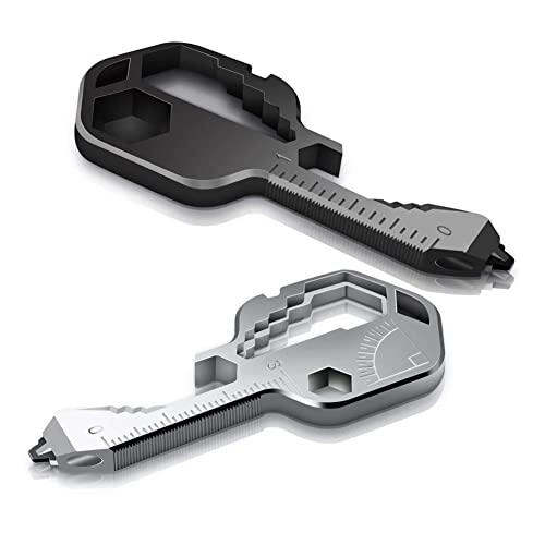 2pcs Key Tool 24-in-1-multi-tool-schlüssel,Schlüsselförmiges Edelstahl-Taschenwerkzeug, Outdoor-Multitool für Flaschenöffner, Schraubendreher, Lineal, Schraubenschlüssel, Abisolieren, Bit-Treiber von MZSM