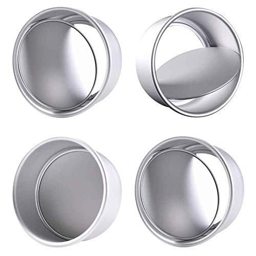 Runde Kuchenform aus Aluminium, 4 Pack Runde Backformen Set 4-Zoll Antihaft Runde Kuchenform, Abnehmbare Bottom Round Cake Moulds Antihaft-Backformen Pfanne Cake Tin Tortenbodenform von MZSM