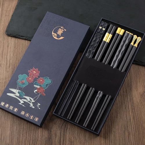 MZSX Essstäbchen, Professionelles EssstäBchen Schwarz Chopsticks Wiederverwendbare, High-End-Design Stäbchen aus , Leicht rutschfest Essbesteck, Japanische China von MZSX