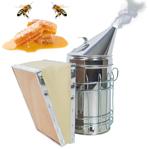 MZSX Bee Hive Smoker, Imkerei Ausrüstung, Edelstahl Bienenstock Smoker, Bienenstock Werkzeuge, für die Imkerei Farm & Ranch Imkereibedarf, für Anfänger und professionelle Imker von MZSX