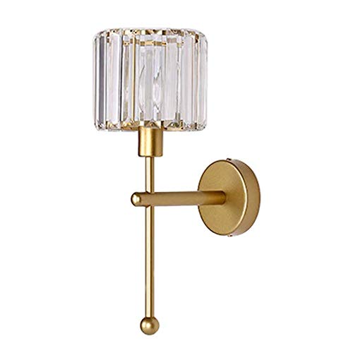 MZStech E14 Moderne Wandleuchten mit minimalistischem Stil, transparente Kristallwandleuchte, Wandleuchten für den Korridor, Nachttischleuchten für Schlafzimmer (Gold) von MZStech