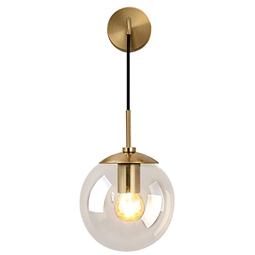 MZStech Industrielle Vintage 15cm Glaskugel Drop Wandleuchte Schlafzimmer Korridor Wandleuchte Licht Retro klar Glaskugel Wandlampe (klar) von MZStech