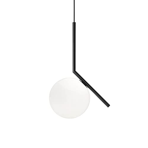 MZStech Modern Fashion Sphärische Hängelampe, Schwarzes Eisen & Glas Pendelleuchte Kronleuchter Hängelampe (20cm) von MZStech