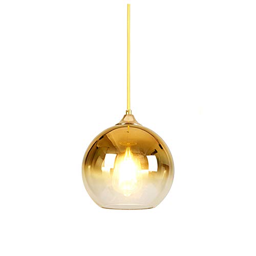 MZStech Sphärische Gradient Color Glas Pendelleuchte, moderne Glas Hängelampe basierend auf E27 Glühbirnen(Gold, 25CM) von MZStech