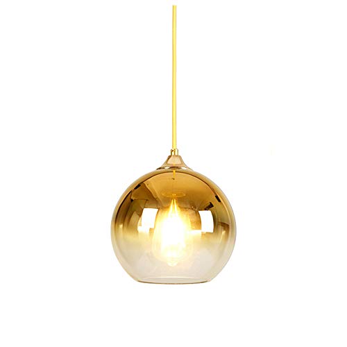 MZStech Sphärische Gradient Color Glas Pendelleuchte, moderne Glas Hängelampe basierend auf E27 Glühbirnen(Gold, 30CM) von MZStech