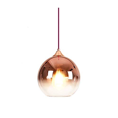 MZStech Sphärische Gradient Color Glas Pendelleuchte, moderne Glas Hängelampe basierend auf E27 Glühbirnen(Roségold, 25CM) von MZStech