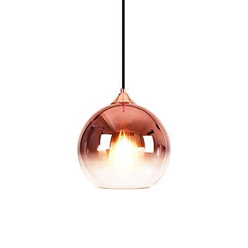 MZStech Sphärische Gradient Color Glas Pendelleuchte, moderne Glas Hängelampe basierend auf E27 Glühbirnen(Roségold, 30CM) von MZStech