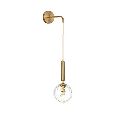 MZStech Vintage Industrie Wandleuchte Wandlampen, 15 cm Klar glas & Gold Metall Drop Wandleuchte für Schlafzimmer, Wohnzimmer (Klarglas & Goldmetall) von MZStech