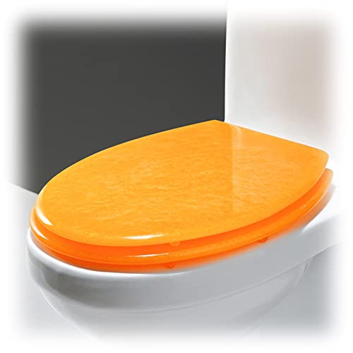 Klodeckel mit Absenkautomatik, Ovaler Glitzer-WC-Sitz mit Schnellverschluss ist Leicht zu Reinigen, Badezimmer Hochwertiger Harz-toilettendeckel (Color : Orange-Pure Color) von MZTYH