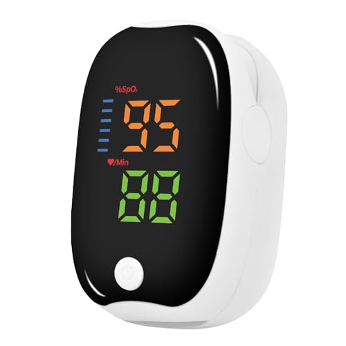 Pulsoximeter Fingerclip, SpO₂ und Pulsfrequenz Gerät für Training, Sport und Freizeit, Mini Sauerstoffsättigung Messgerät mit LED Display (Schwarz, 1 Stück) von MZU