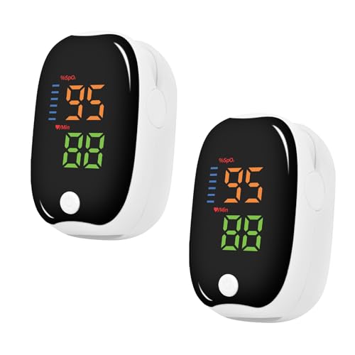 Pulsoximeter Fingerclip, SpO₂ und Pulsfrequenz Gerät für Training, Sport und Freizeit, Mini Sauerstoffsättigung Messgerät mit LED Display (Schwarz, 2 Stück) von MZU