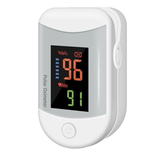 Pulsoximeter Fingerclip, SpO₂ und Pulsfrequenz Gerät für Training, Sport und Freizeit, Mini Sauerstoffsättigung Messgerät mit LED Display (Weiß, 1 Stück) von MZU