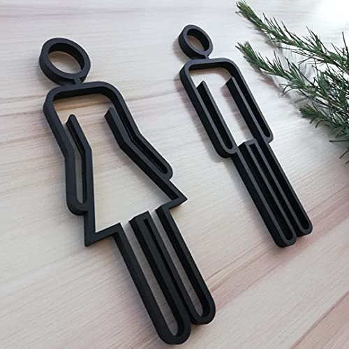 Männer & Frauen Symbol Toilettenschild, WC-Schild, WC-Schild für Toilette Badezimmer Kleiderschrank WC(Black) von MZY118