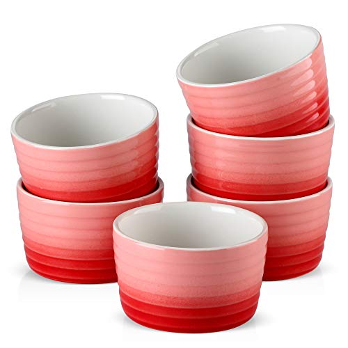 6/12-teiliges 300-ml-Soufflé-Cup-Kuchen-Backplatten-Set aus Porzellan, Soufflé-Cup-Set, Brulee-Muffin-Pudding-Ramekin-Soufflé-Gerichte(6-PIECE RED) von MZYFDC