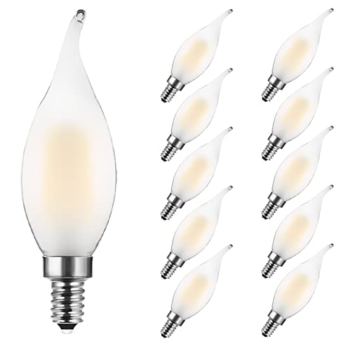 MZYOYO E14 Kerze LED Kerzenbirnen Lampe, E14 4W Classic Kerzenform Filament,ersetzt 35 Watt, 2700K Warmweiß Filament Fadenlampe,nicht dimmbar, Matt,10 Stück von MZYOYO