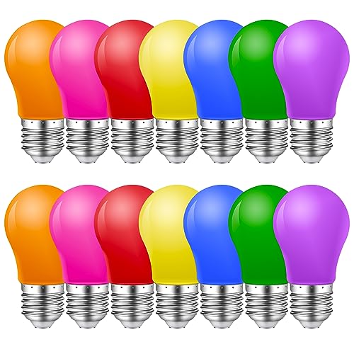 MZYOYO 14er Pack Bunte Glühbirnen E27,2W Farbige Glühbirne E27 LED Birne,E27 Bunte Glühbirnen außen,E27 LED Bunt für Lichterkette,Party,Weihnachten Deko,Rot Grün Blau Orange Gelb Rosa Violett von MZYOYO