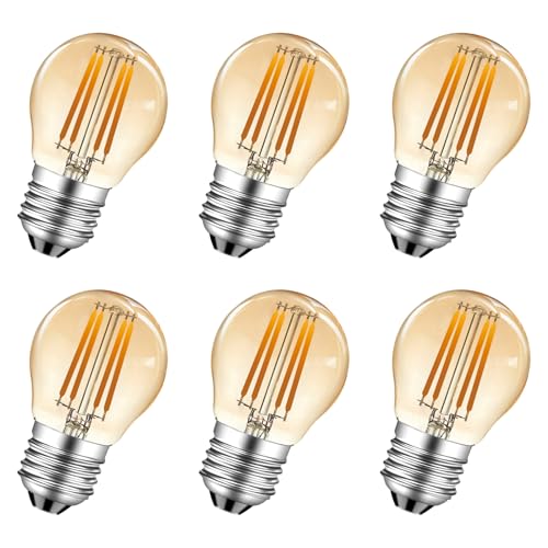 MZYOYO 4W E27 Dimmbar LED Lampe,E27 Vintage Filament Glühbirne,4W G45 2700K Warmweiß Birne,ersetzt 35W Glühfadenlampe,Leuchtmittel Retro Beleuchtung,Dimmbar,Amber,6 Stück von MZYOYO