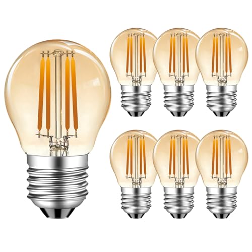 MZYOYO 4W E27 LED Lampe Vintage Filament Glühbirne,4W G45 2700K Warmweiß Birne,ersetzt 35W Glühfadenlampe,Leuchtmittel Retro Beleuchtung,warmweiss,nicht Dimmbar,Amber,6 Stück von MZYOYO