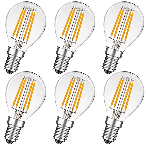 MZYOYO E14 Dimmbar LED Lampe,4W G45 2700K Warmweiß Birne,E14 Vintage Filament Glühbirne,ersetzt 35W Glühfadenlampe,Leuchtmittel Retro Beleuchtung,Dimmbar,Klar,6er Pack von MZYOYO