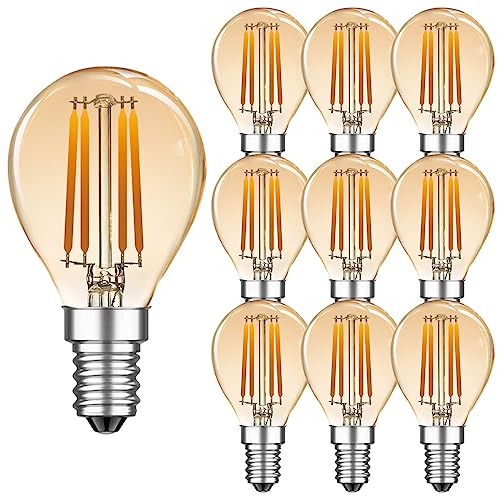 MZYOYO E14 LED Vintage Glühbirne,4W G45 2700K Warmweiß Lampe,E14 Filament Glühlampen,E14 LED Leuchtmittel,4W (35W Equivalent),Amber,Nicht Dimmbar,10 Stück von MZYOYO