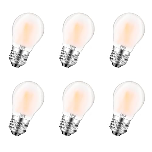 MZYOYO E27 Dimmbar LED Glühbirne,4W E27 Vintage Filament Lampe,G45 2700K Warmweiß Birne,ersetzt 35W,E27 LED Leuchtmittel,Dimmbar,Matt,6 Stück von MZYOYO