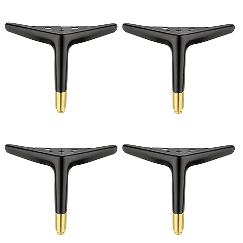 4 Möbelbeine,Moderne Dreieckige Metall Möbelfüße,Metall Möbelbeine,Dreieck Möbelbeine DIY Ersatz für Schrank Beine,für Couch Stuhl Ottomane Füße,mit Schrauben (25cm/9.84in,Black Gold) von MZZHEDIE