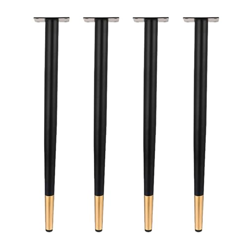 4 Stück Konische Metall-Möbelbeine,Konische Vertikale Möbelbeine,Konische Metall-Tischbeine,Möbelersatz-Metallbein-Stützfüße für Schränke,Couchtische,Stühle,Schwarz Gold (70cm/27.5in) von MZZHEDIE