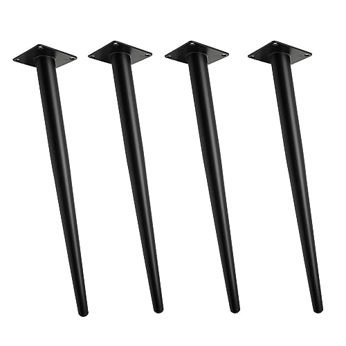 MZZHEDIE 4 Stück Tapered Oblique Metal Furniture Leg,Kegel Schräg Möbelfüße,Tischbeine aus Metall,Tapered Replacement Furniture Feet for Chairs Coffee Tables Schrank Sofas,Schwarz (25cm/9.8in) von MZZHEDIE