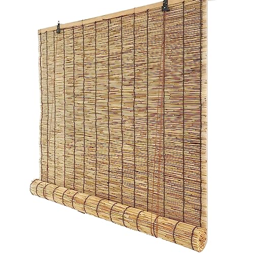 Schilf Vorhang,Retro Bambusrollo,Lichtfilter Vorhang,Balkon Trennwand Strohjalousien,Mit Lifter Bambus Rollo,Sonnenschutz Rollo,Rollo Bambus Handgewebt,Blickschutz,Raffrollo (70×120cm/28×47in) von MZZHEDIE