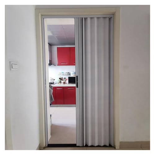 MZZKFC Falttüren Weiße Teleskop-Falttüren, 203 cm Aluminiumlegierung Innen-Akkordeon-Tür, Anpassbares Metall-Raumteiler-Tor Für Küche/Waschküche/Bad(100x203cm (39 3/8 x 80)) von MZZKFC