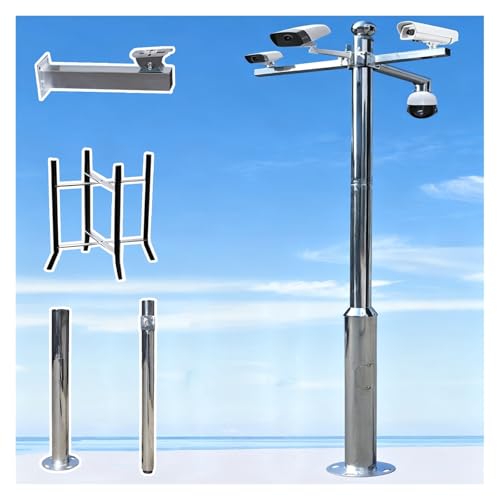 Sicherheitskamera-Mast Edelstahl-Sicherheitskameramast, Spleißen von CCTV-Stangen 200 250 300 350 400 450 500 600 cm, 2-3 Abschnitte Solarmodule/Kamera-Montagehalterungsmast(B,118.1in/300cm) von MZZKFC