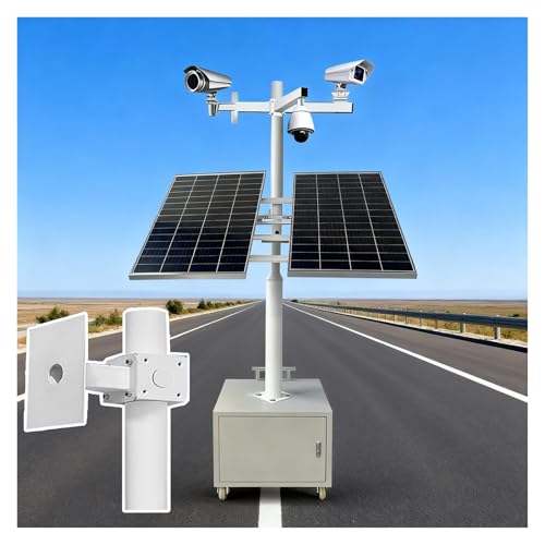 Sicherheitskamera-Mast Mobile Solarpanels/Kamerahalterung, Überwachungsmast Mit 4 Lenkrollen Und 1 Abschließbarer Aufbewahrungsbox, 2 2,5 3 3,5 4m CCTV-Mast(A,Pole 4.0m/13.1 ft) von MZZKFC