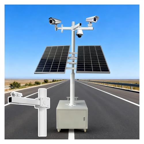Sicherheitskamera-Mast Mobile Solarpanels/Kamerahalterung, Überwachungsmast Mit 4 Lenkrollen Und 1 Abschließbarer Aufbewahrungsbox, 2 2,5 3 3,5 4m CCTV-Mast(B,Pole 4.0m/13.1 ft) von MZZKFC