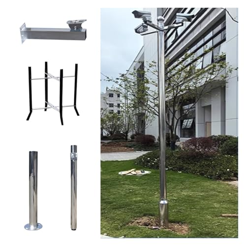 Sicherheitskamera-Mast Montage-Set Für Sicherheitskamera-Säulenständer, 2 2,5 3 3,5 4 4,5 5 6m Extra Langer Sicherheitsüberwachungsmast, 2-3-teilig Abnehmbarer CCTV-Mast(B,2.5m/8.2') von MZZKFC
