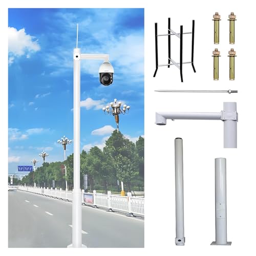 Sicherheitskamera-Mast Segmentierte Halterungssäule Überwachungskameras, Weißer Mast Sicherheitskameras Im Haushalt, 2 2,5 3 3,5 4 4,5 5 6m, 2-3 Abschnitte CCTV-Mast(C,350cm-137.8") von MZZKFC