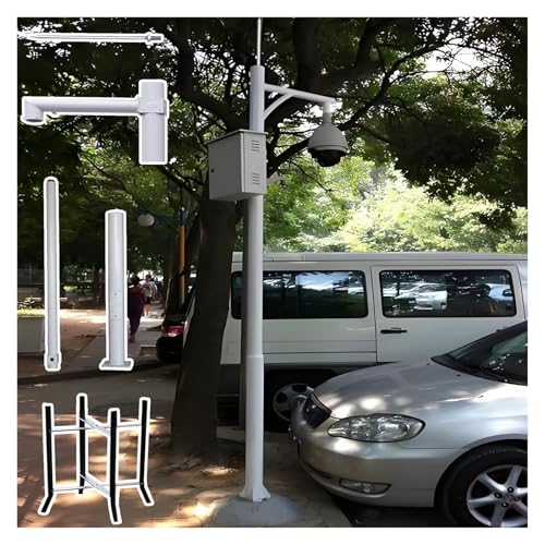 Sicherheitskamera-Mast Spleißbare Halterung Überwachungskameras Mit Verlängerungsstange Lang, Abnehmbarer Halter Überwachungskameras Mit Blitzableiter Und Erdungsstab(C,H-200cm/6.6ft) von MZZKFC