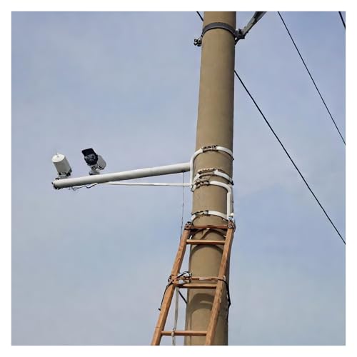 Sicherheitskamera-Mast Wandmontierter Überwachungskameramast Mit Dehnschrauben, Überwachungskamerahalter Wohnhäuser Parkplätze Bauernhöfe Parks Straßen, 0,5 1 1,2 1,5 2m(B-Cross Arm,50cm/19.7") von MZZKFC